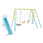 INTEX Portique-balançoire 5 agrès - 2 balançoires + face à face + nid d'oiseau + toboggan - Intex