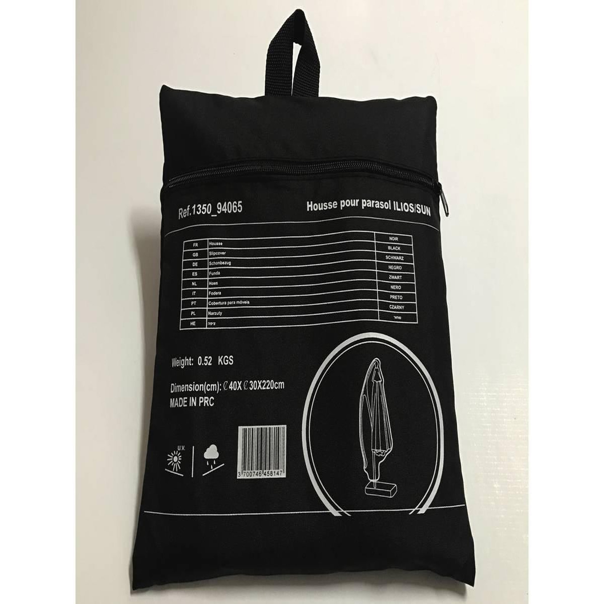 Voir la diapositive 3 : Habitat et Jardin Housse de protection pour parasol - 40 x 220 cm - noir
