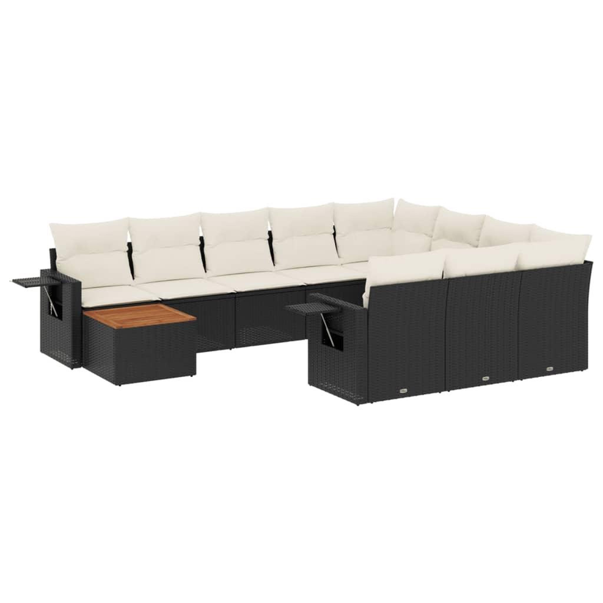 Voir la diapositive 2 : VIDAXL Salon de jardin 11 pcs avec coussins noir resine tressee