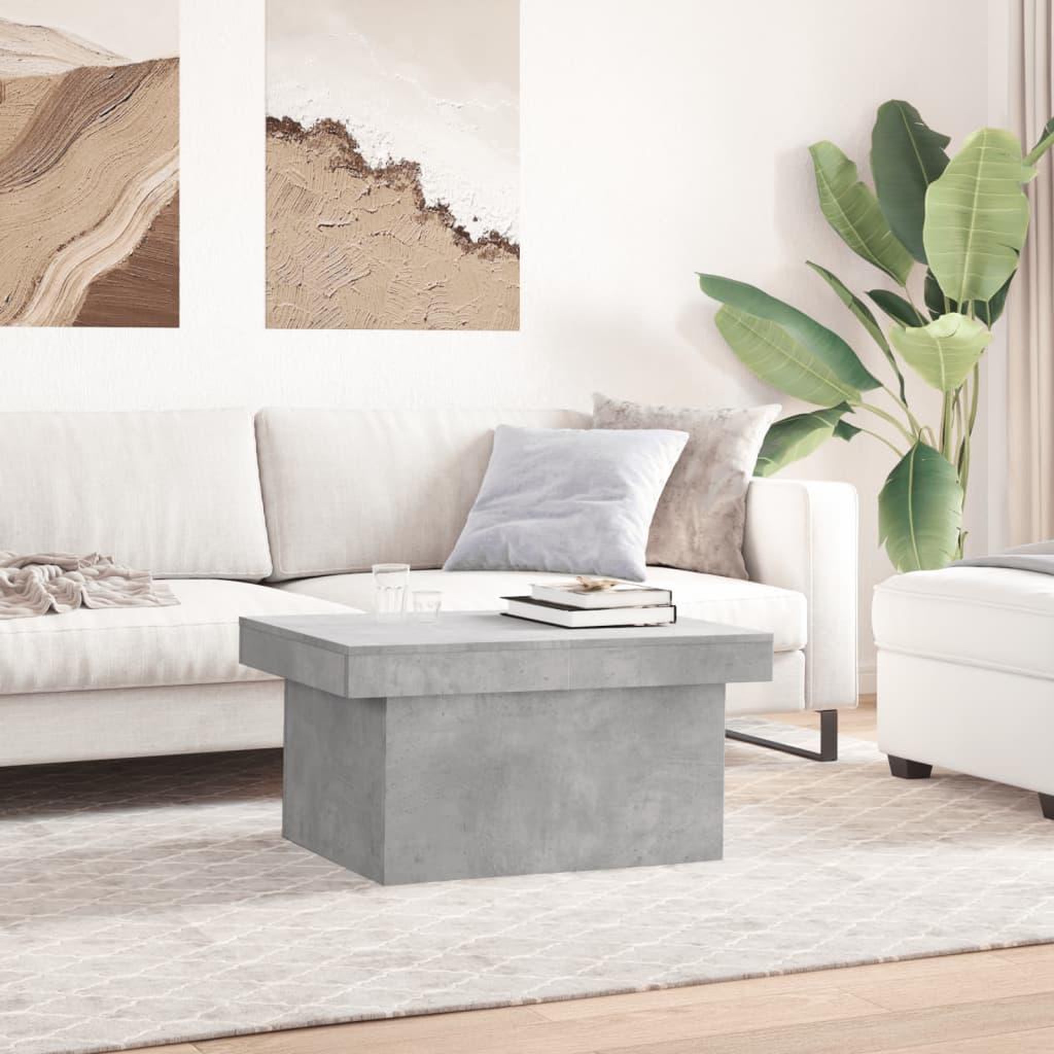 Voir la diapositive 3 : VIDAXL Table basse gris beton 100x55x40 cm bois d'ingenierie