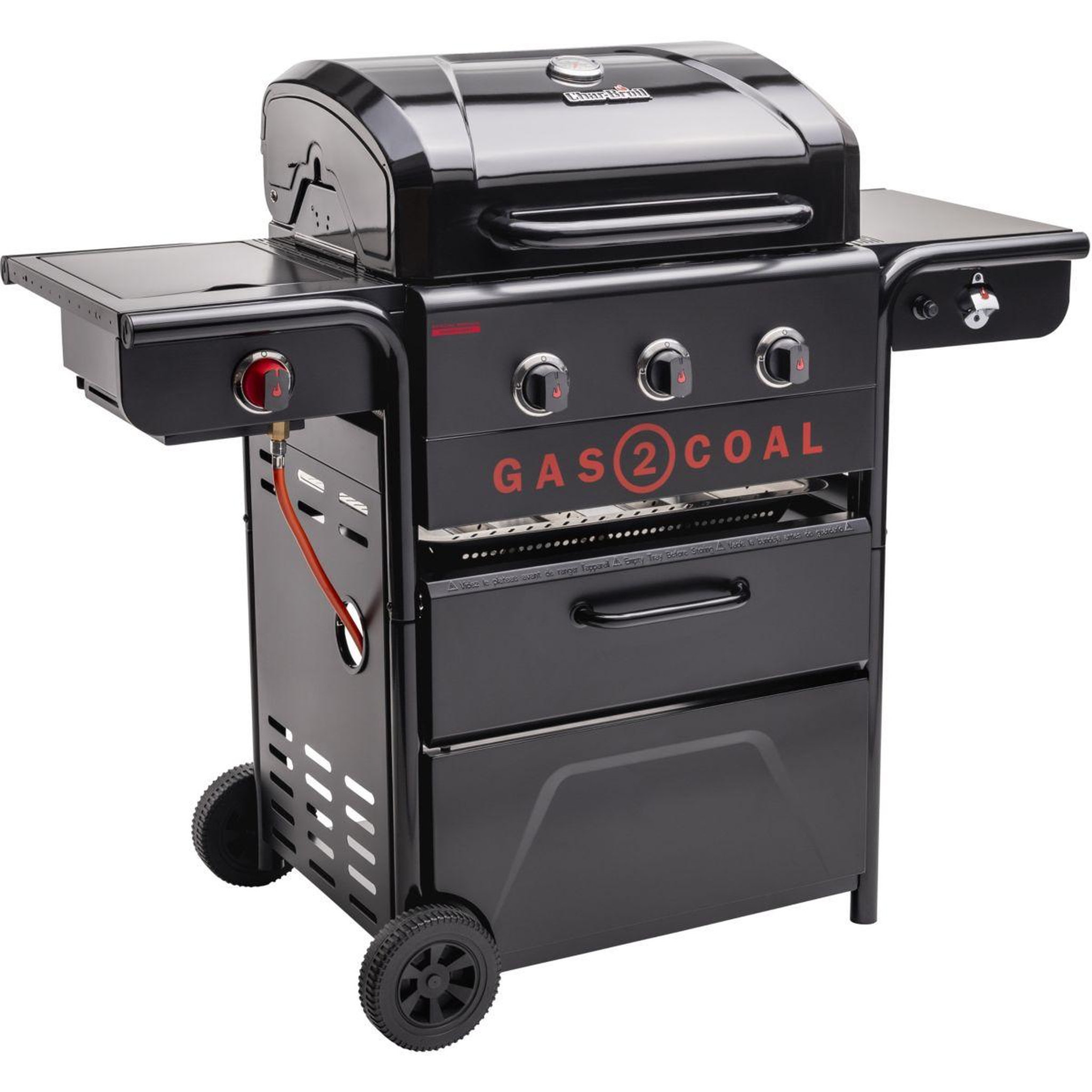 CHAR BROIL Barbecue gaz gas2coal 2.0 special edition,sur chariot, 4 brûleurs dont 1 latéral, surface de cuisson 64 x 45 cm