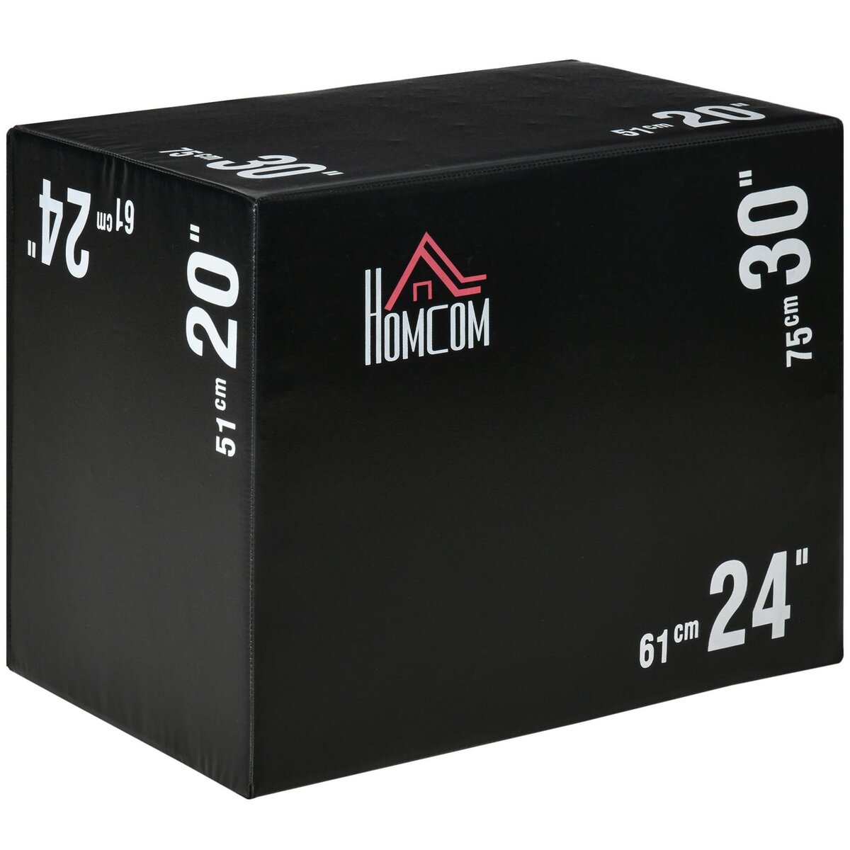 HOMCOM Box jump crossfit - box de pliométrie - boite de saut - 3 hauteurs 51/61/76H cm - charge max. 120 Kg - mousse revêtement PE noir