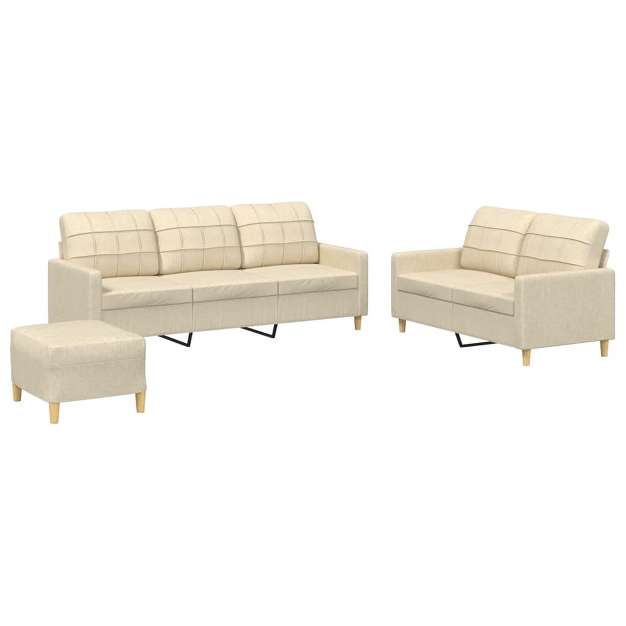 Voir la diapositive 2 : VIDAXL Ensemble de canapes 3 pcs avec coussins creme tissu