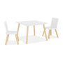 Voir la diapositive 1 : SWEEEK Table carrée enfant avec 2 chaises. pieds en pin. blanc