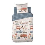COTE DECO Parure de lit enfant Pompier - 100% microfibre 72g/m² - 140 x 200 cm