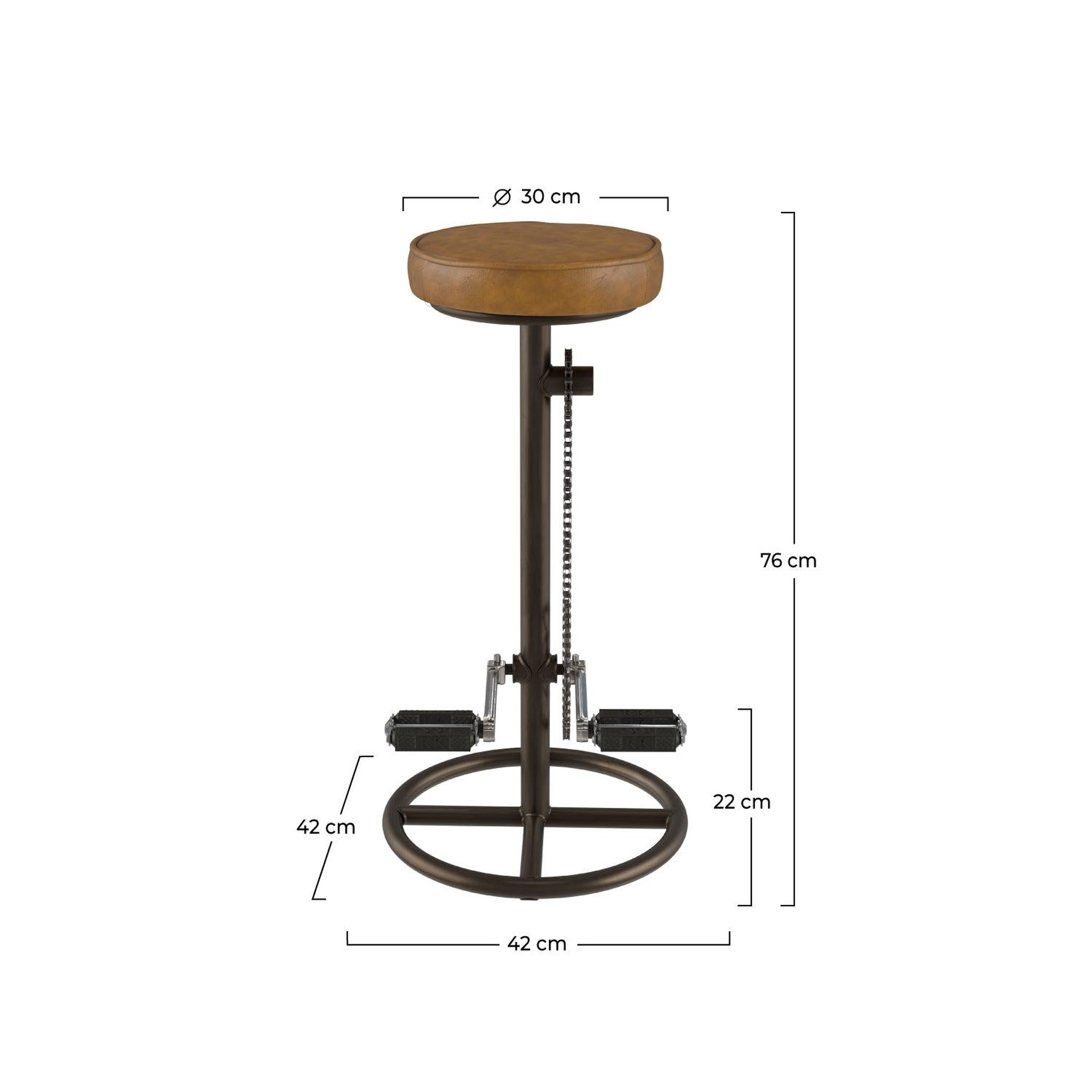 Voir la diapositive 4 : MAISON PAVANE Tabouret de bar 73 cm en cuir marron-gaya