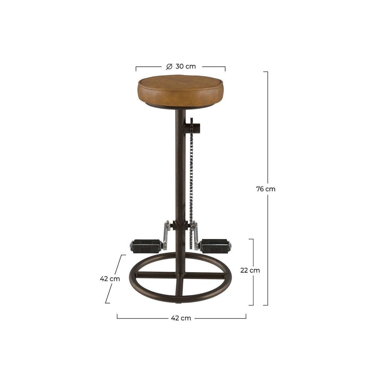 Rendez vous déco Tabouret de bar 73 cm en cuir marron-Gaya