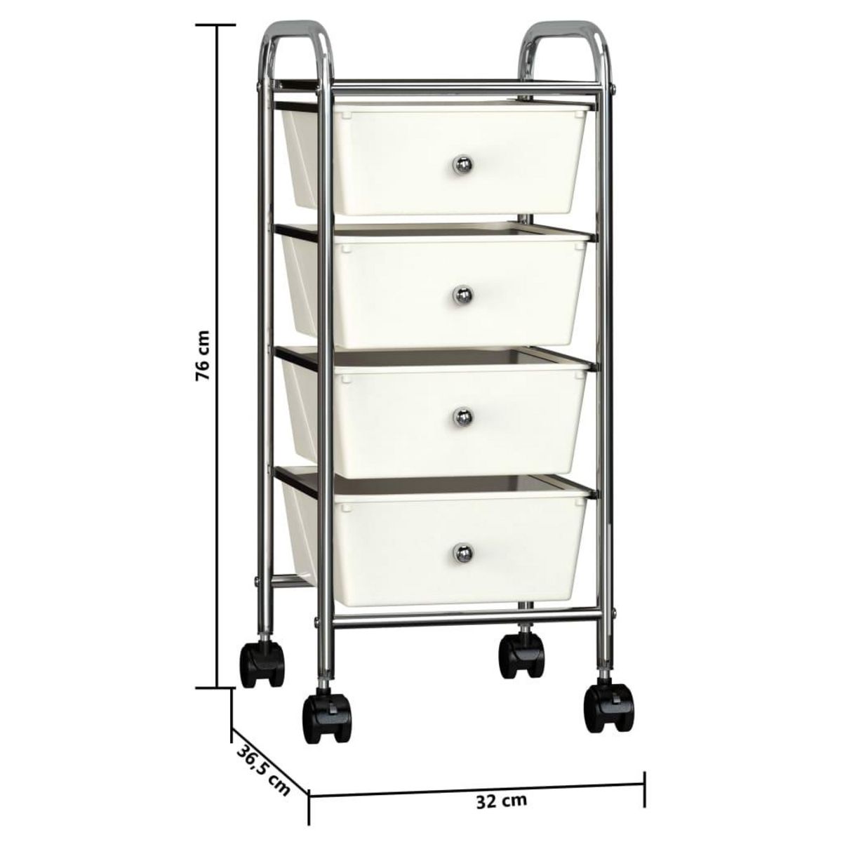 VIDAXL Chariot de rangement mobile a 4 tiroirs Blanc Plastique