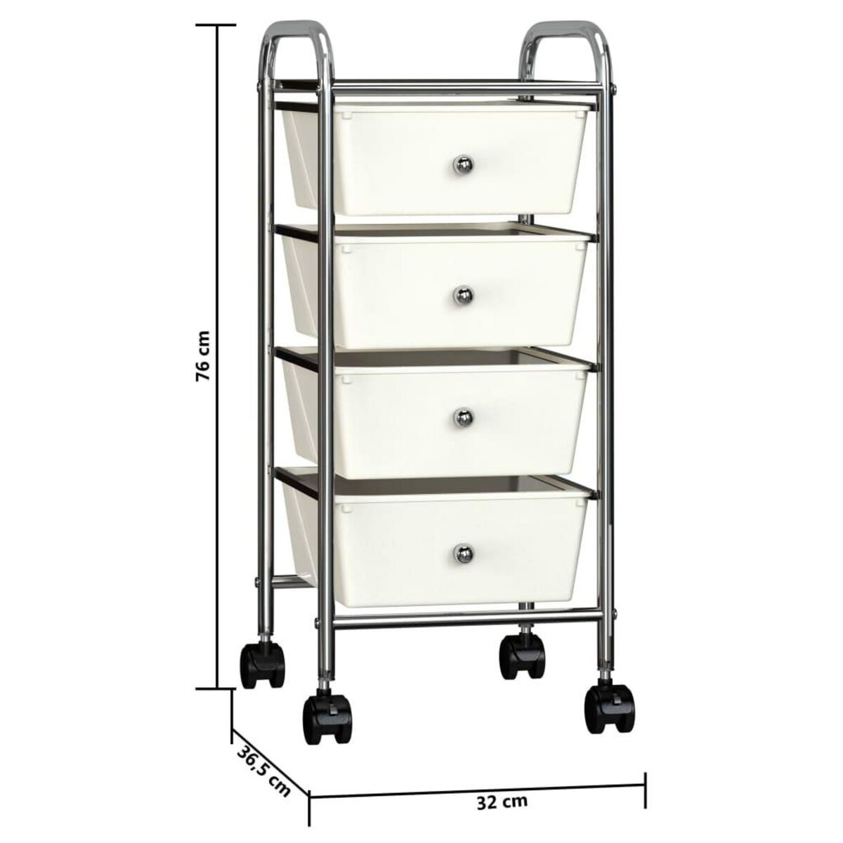 VIDAXL Chariot de rangement mobile a 4 tiroirs Blanc Plastique