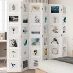 VIDAXL Cloison de separation 6 panneaux blanc bois de paulownia massif