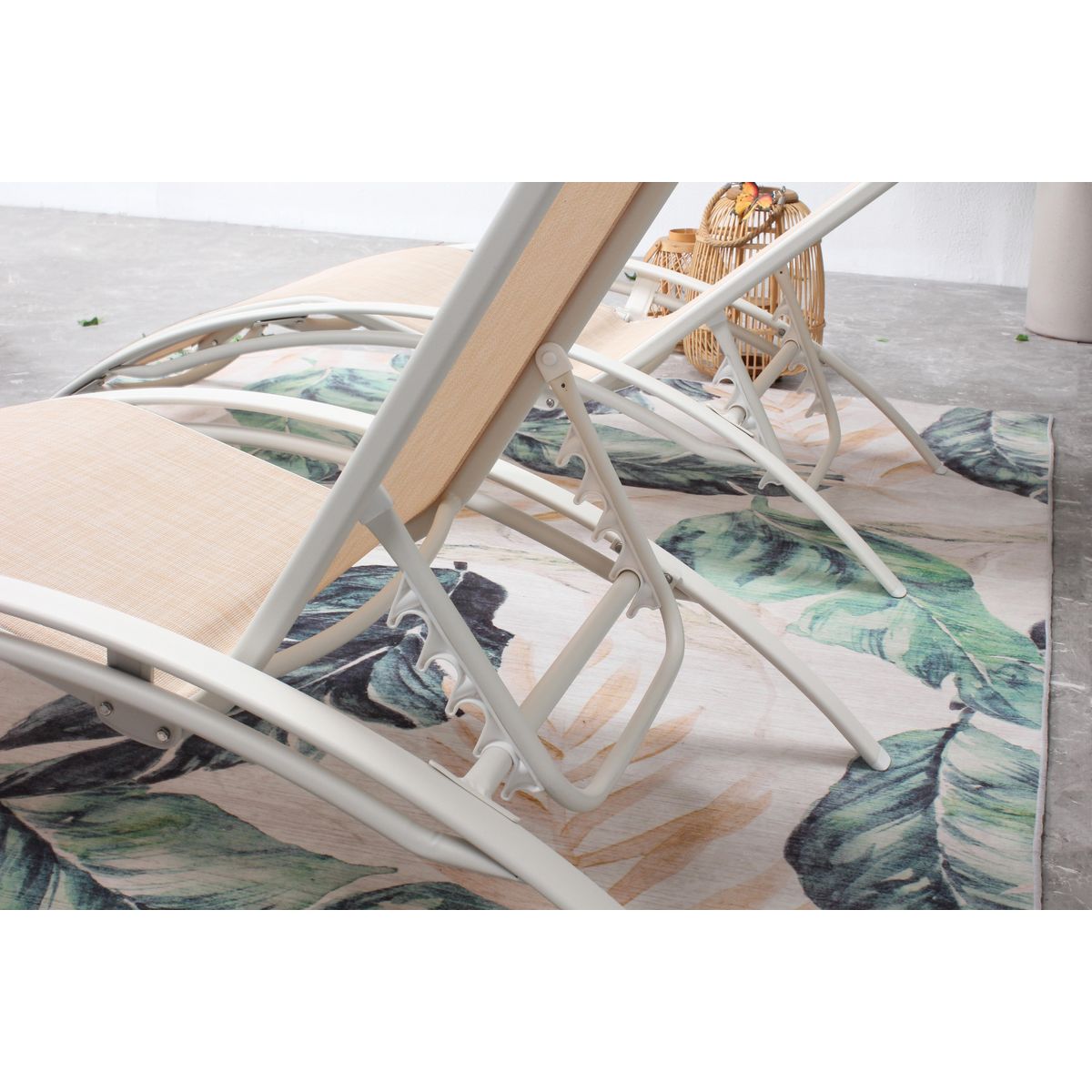 CONCEPT USINE Lot de 2 transats empilables et ajustables écru- blanc BAHIA