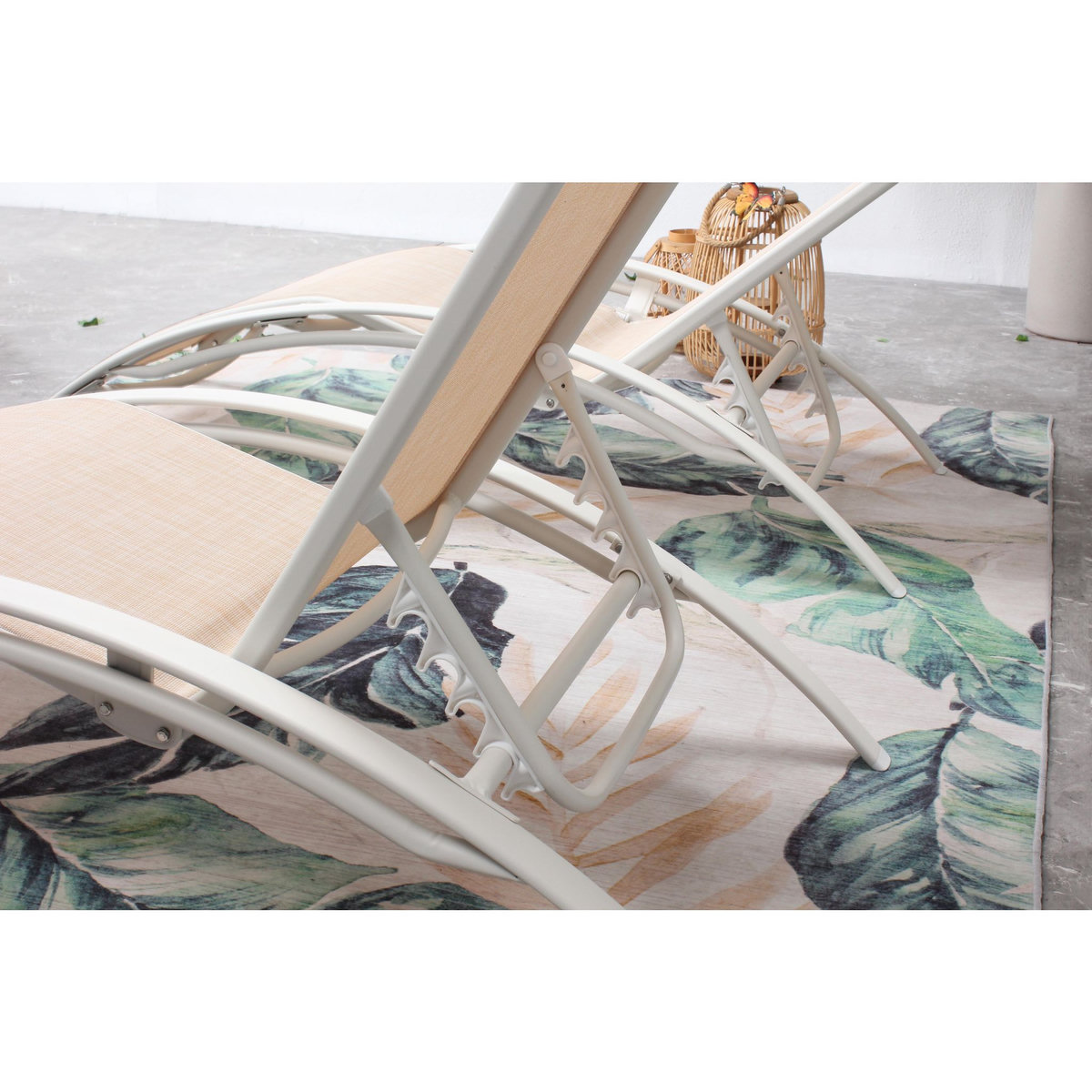 CONCEPT USINE Lot de 2 transats empilables et ajustables écru- blanc BAHIA