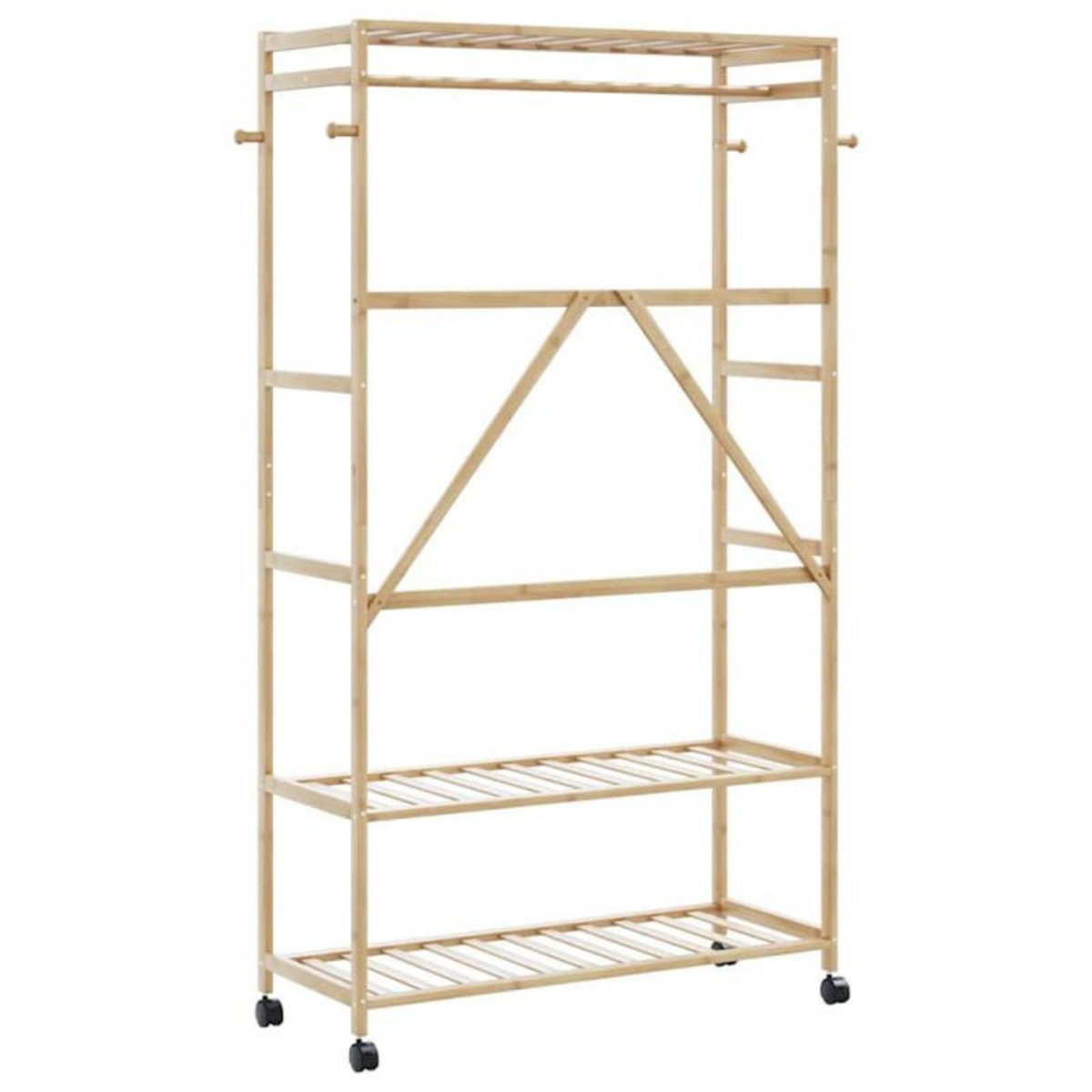VIDAXL Porte vêtements et étagères et roulettes 110x40x180 cm bambou