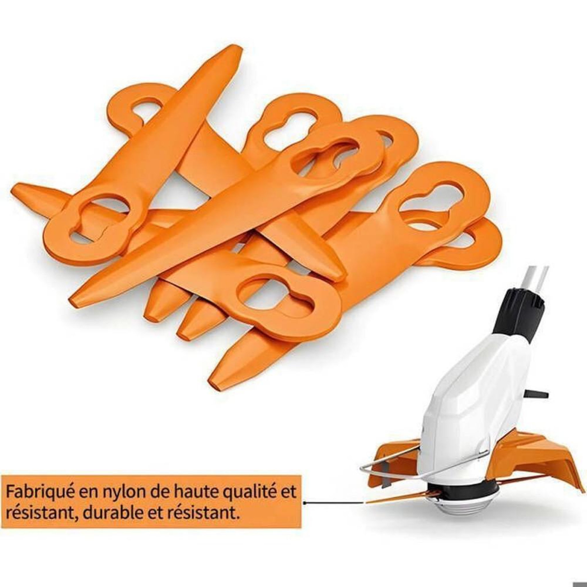 Voir la diapositive 6 : Pack de 100 lames de rechange nylon pour débroussailleuse/tondeuse sans fil compatible STIHL PolyCut 2-2, 3-2, FSA 45/57 et FSE 52