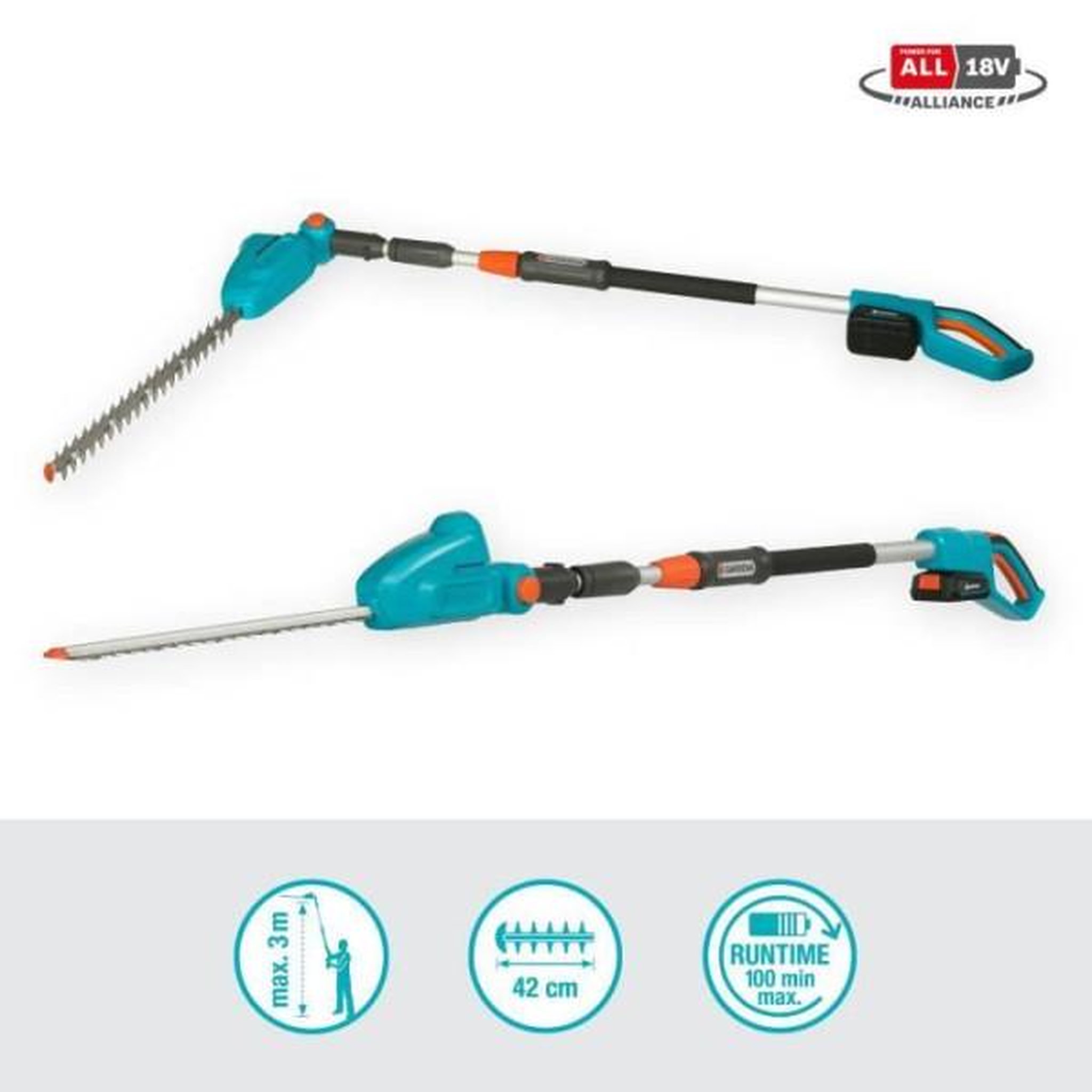 Voir la diapositive 2 : Gardena GARDENA Taille-haies sur perche THS 42/18V P4A