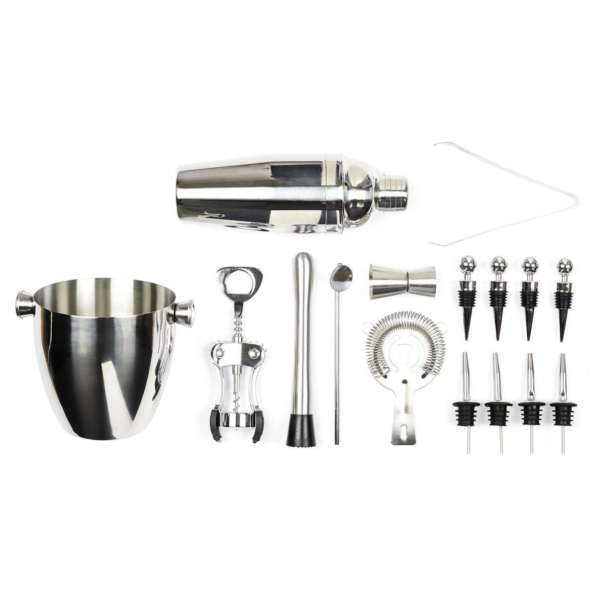 TOILINUX Set à Cocktail 16 Accessoires en acier inoxydable
