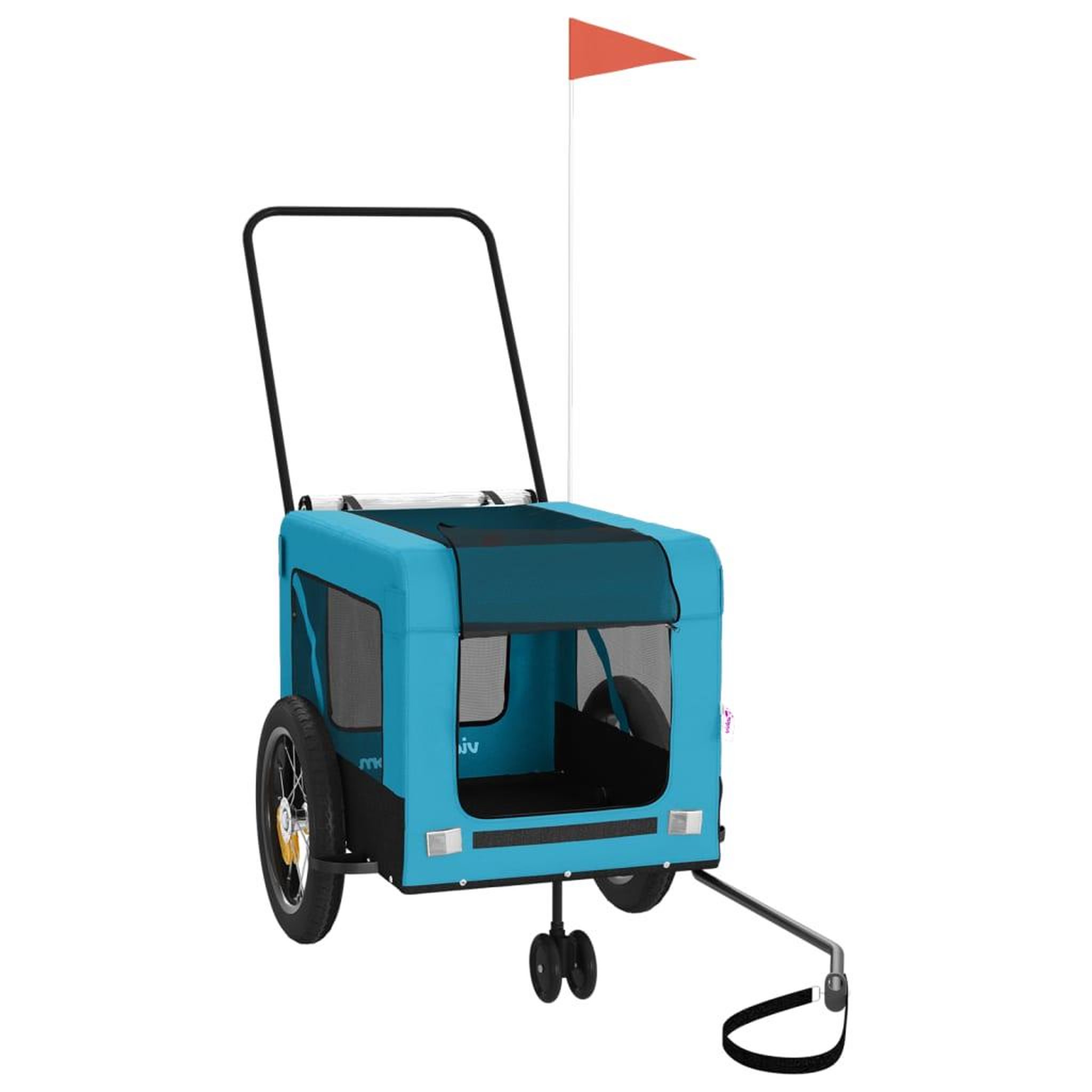 Voir la diapositive 2 : VIDAXL Remorque de velo pour animaux de compagnie bleu et noir