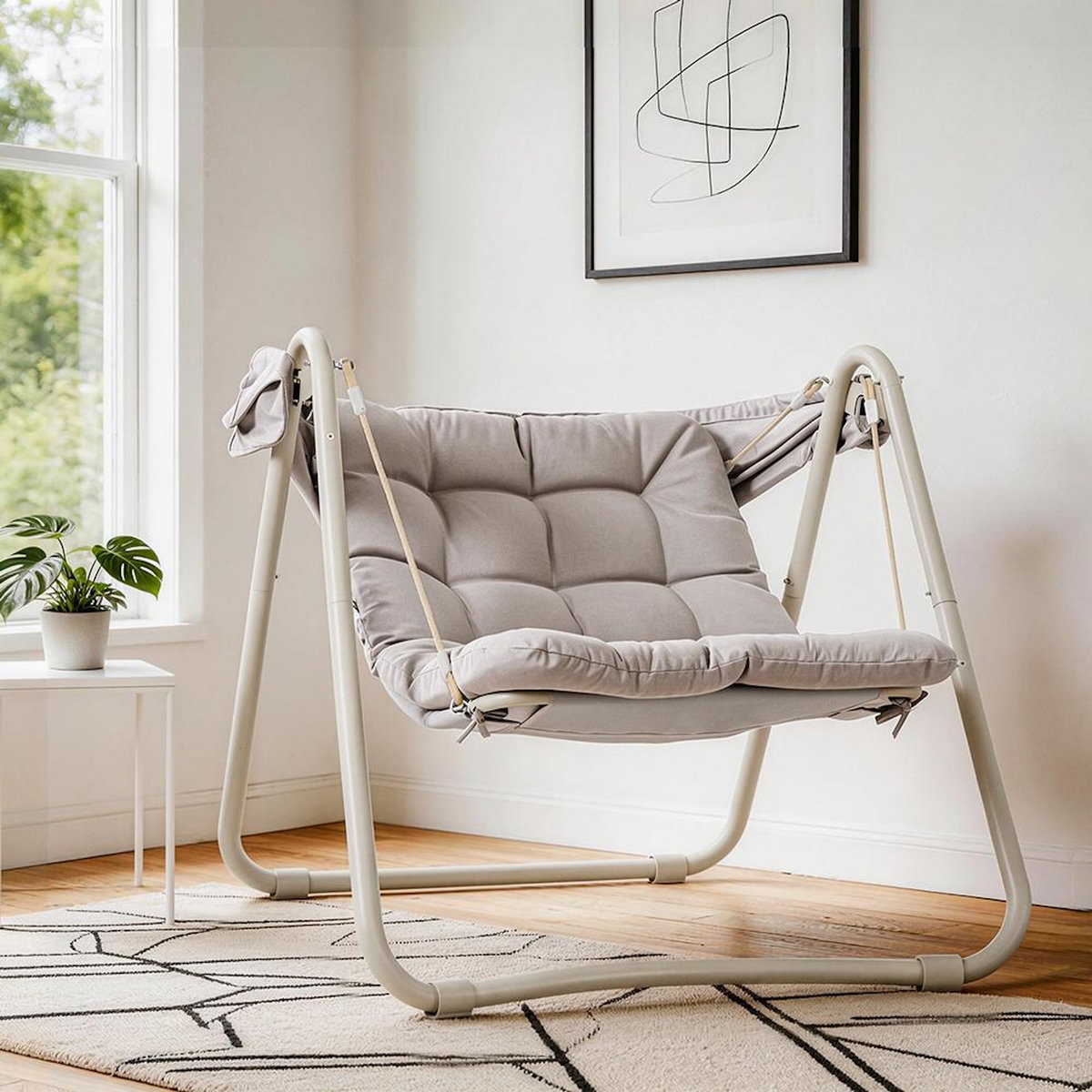 SOBUY Chaise Suspendue Lounge Gris 126x108x163cm OGS62-MI