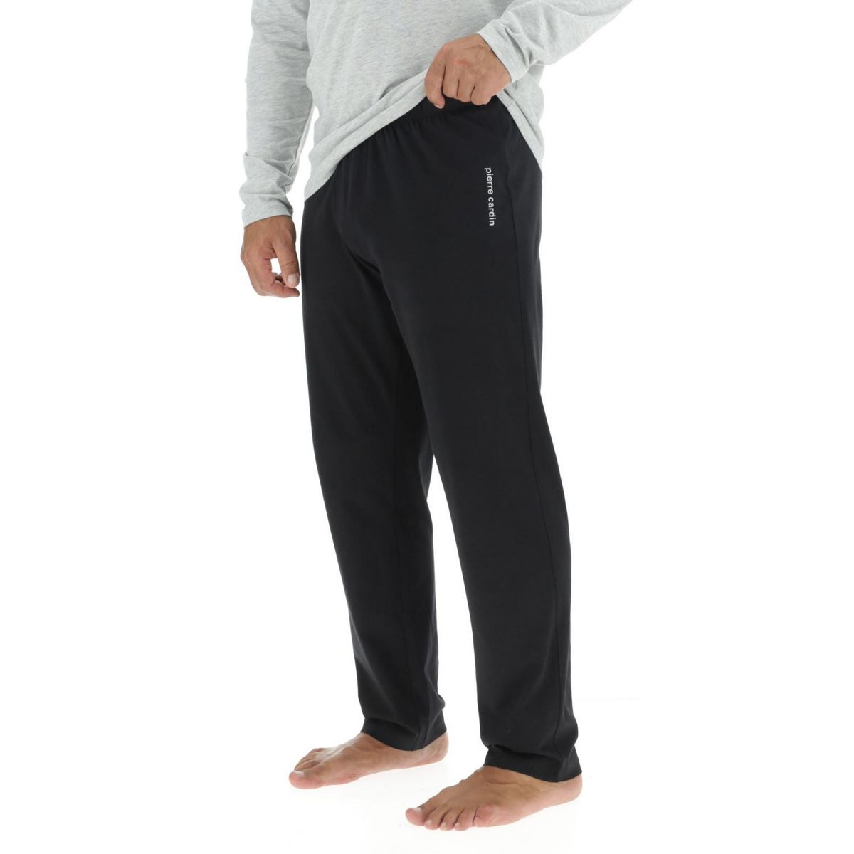 PIERRE CARDIN Ensemble Pyjama long homme en coton uni Logo poitrine