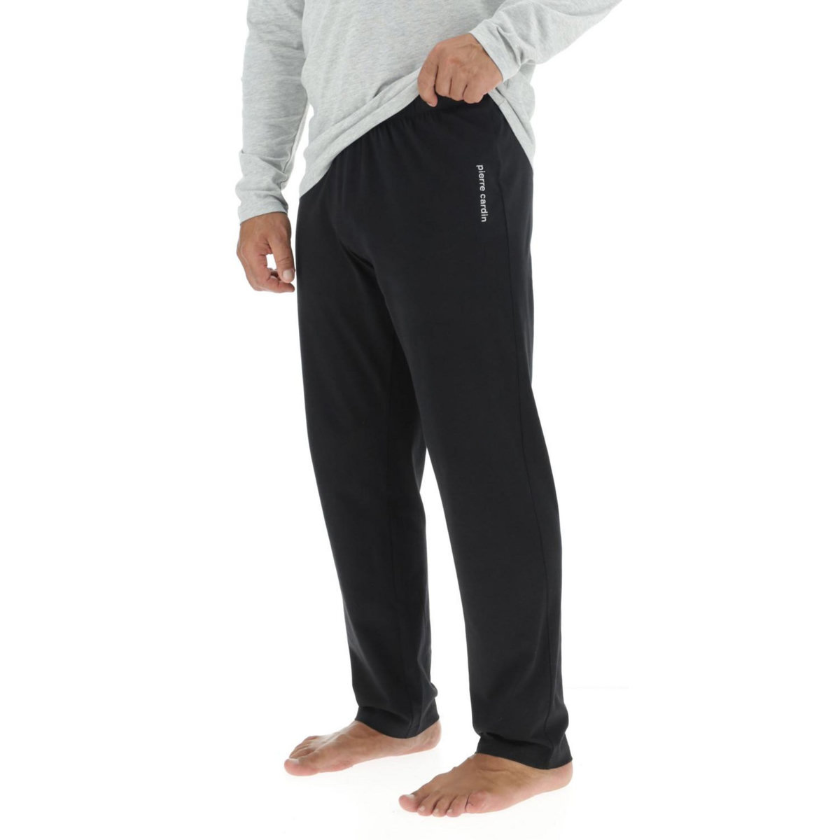 PIERRE CARDIN Ensemble Pyjama long homme en coton uni Logo poitrine