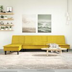 VIDAXL Canape-lit en forme de L jaune 255x140x70 cm velours
