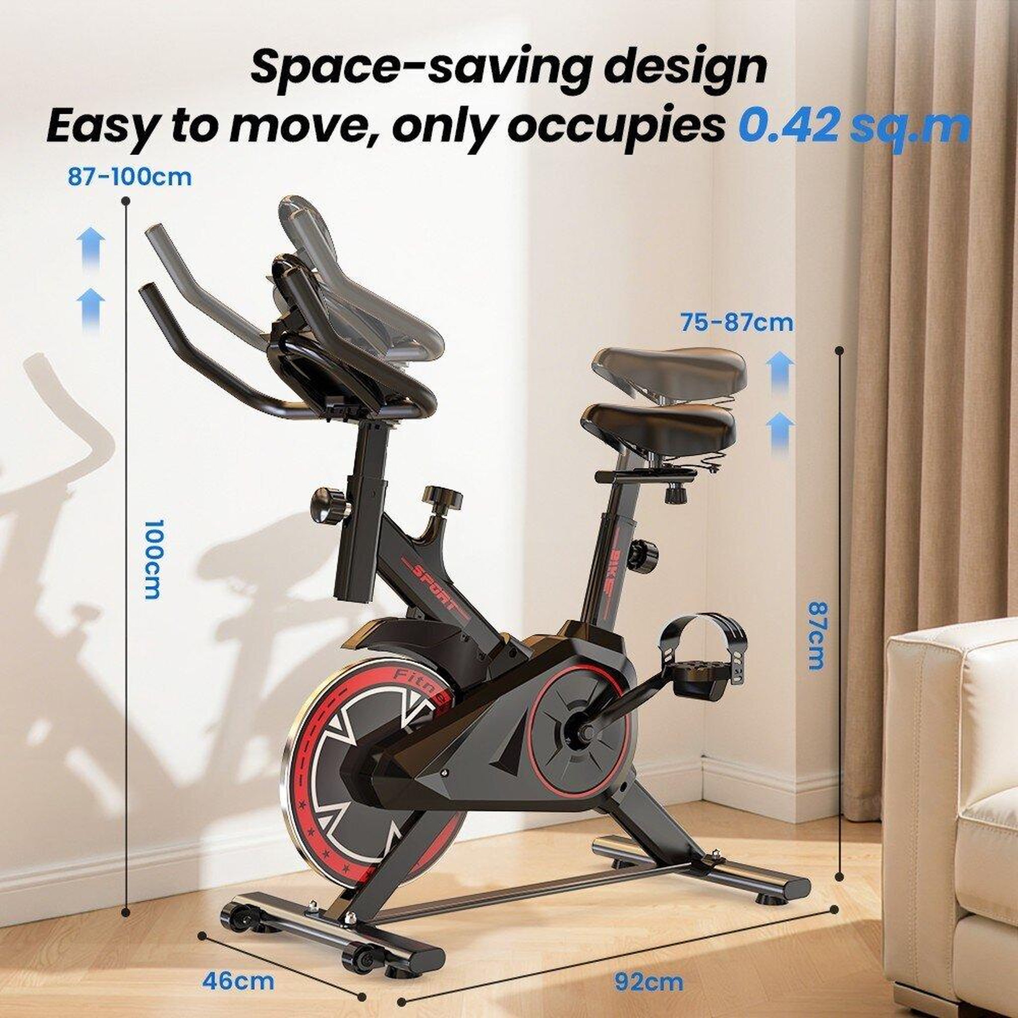 Voir la diapositive 5 : FORMILL Vélo d'appartement formill qk101, résistance réglable, transmission silencieuse, capacité de 120 kg, écran lcd