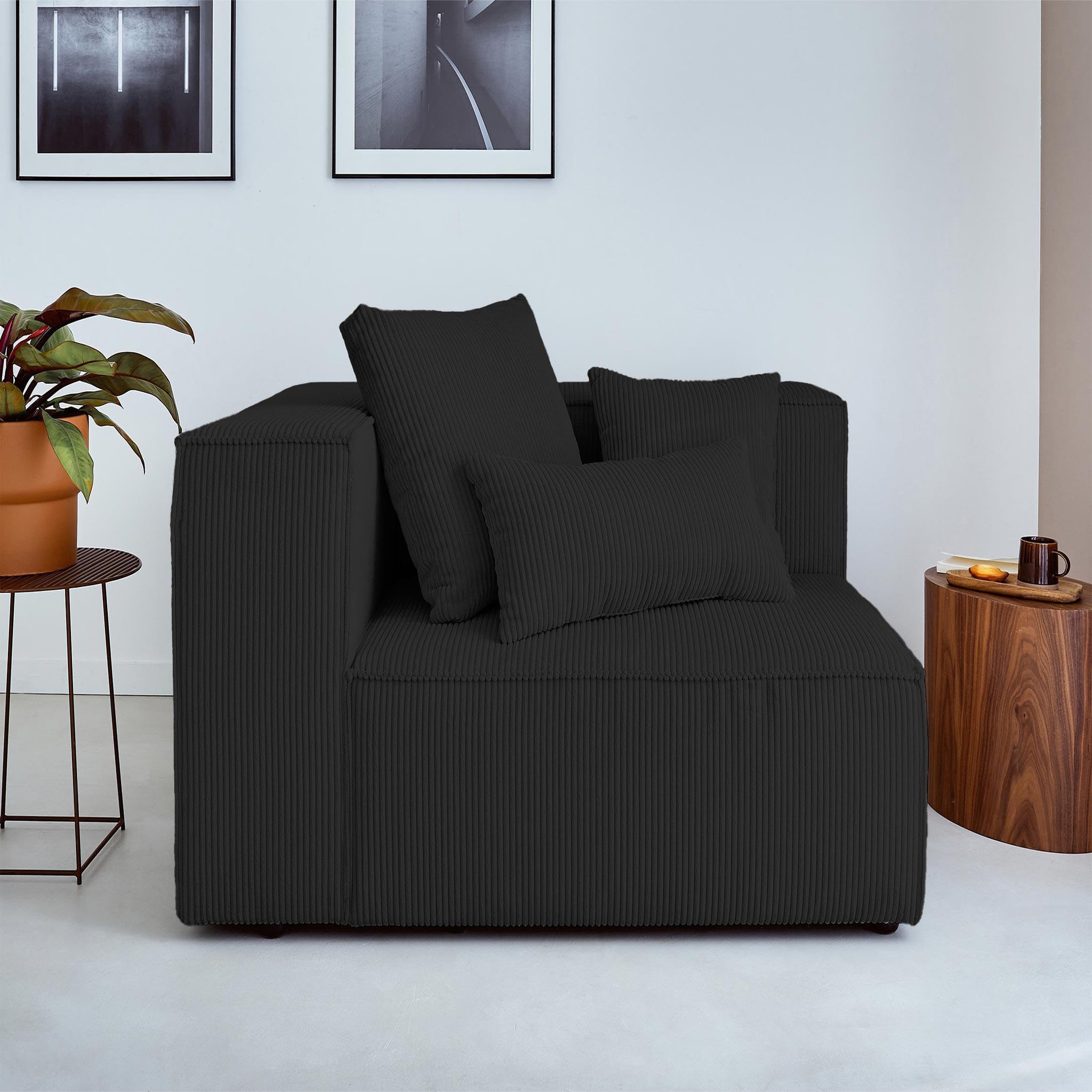 Voir la diapositive 2 : BEST MOBILIER Colombine - module d'assise gauche - en velours côtelé