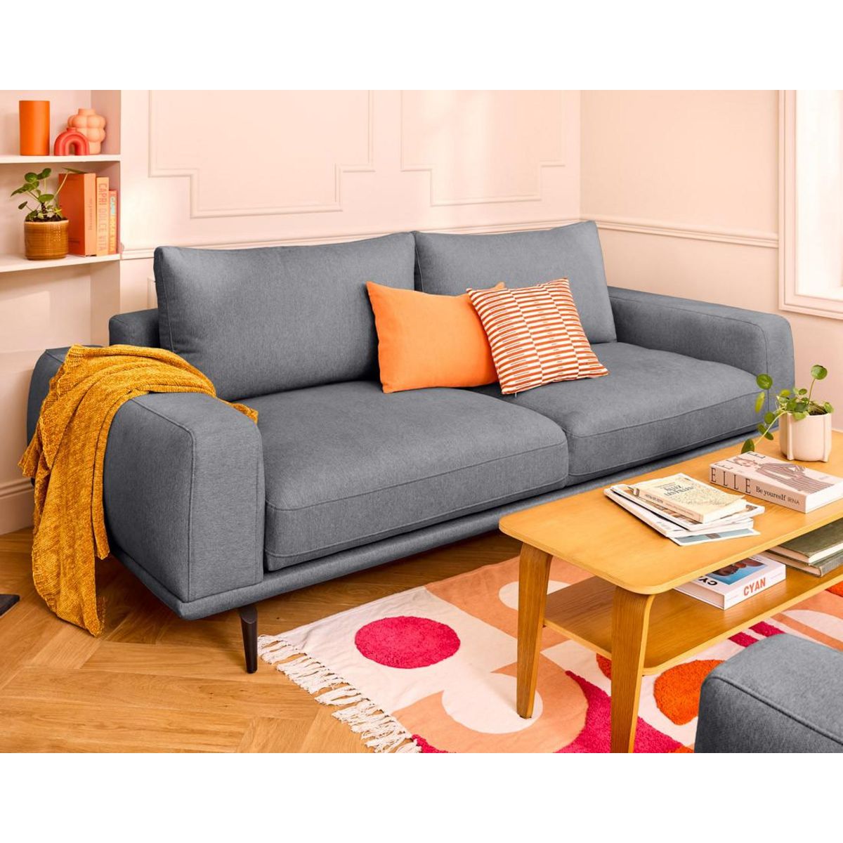 LISA DESIGN Vicence - canapé droit 3 places convertible en tissu