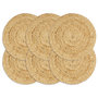 Voir la diapositive 1 : VIDAXL Napperons 6 pcs Naturel Plain 38 cm Rond Jute