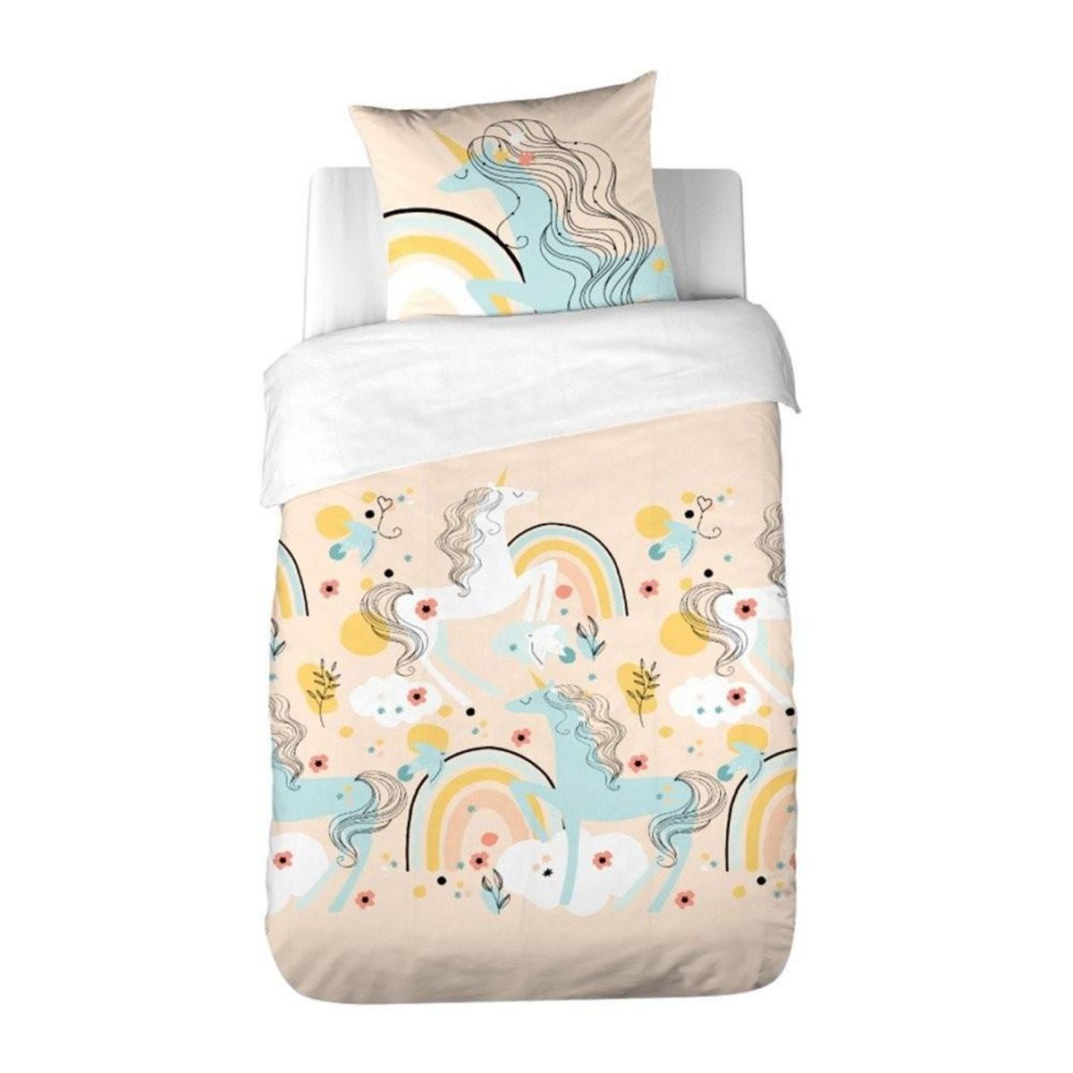 COTE DECO Housse de couette 140x200 Lola + taie polycoton