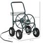 Voir la diapositive 3 : OUTSUNNY Dévidoir sur roues 70 m - dévidoir métal - dévidoir chariot - enrouleur tuyau d'arrosage - poignée antidérapante, panier rangement - métal vert