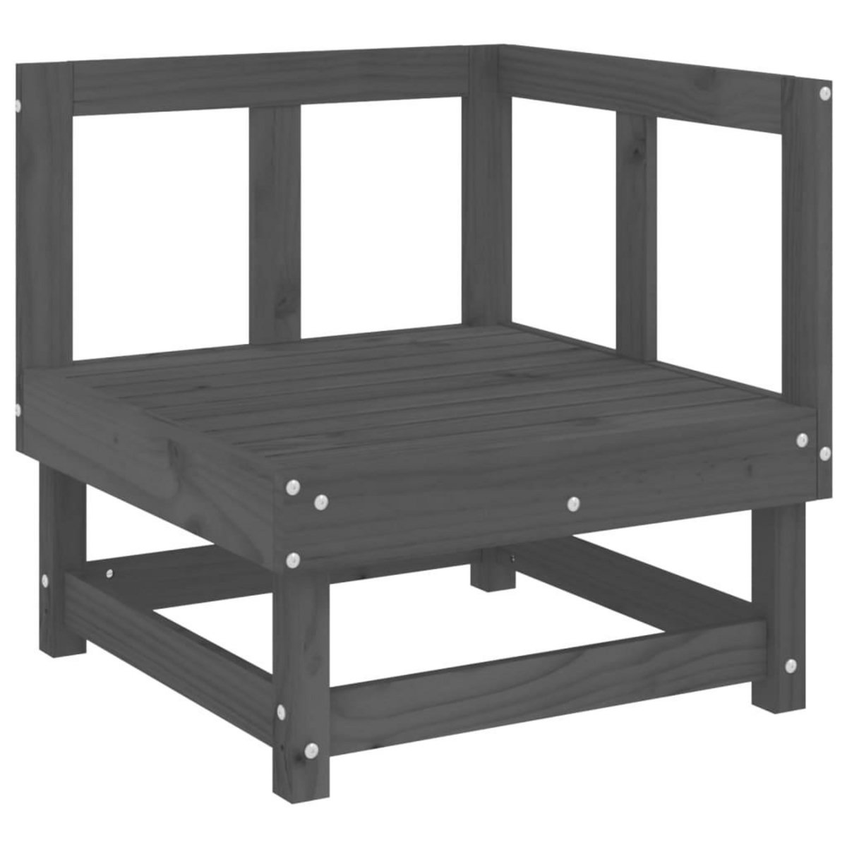 VIDAXL Salon de jardin 3 pcs gris bois massif de pin