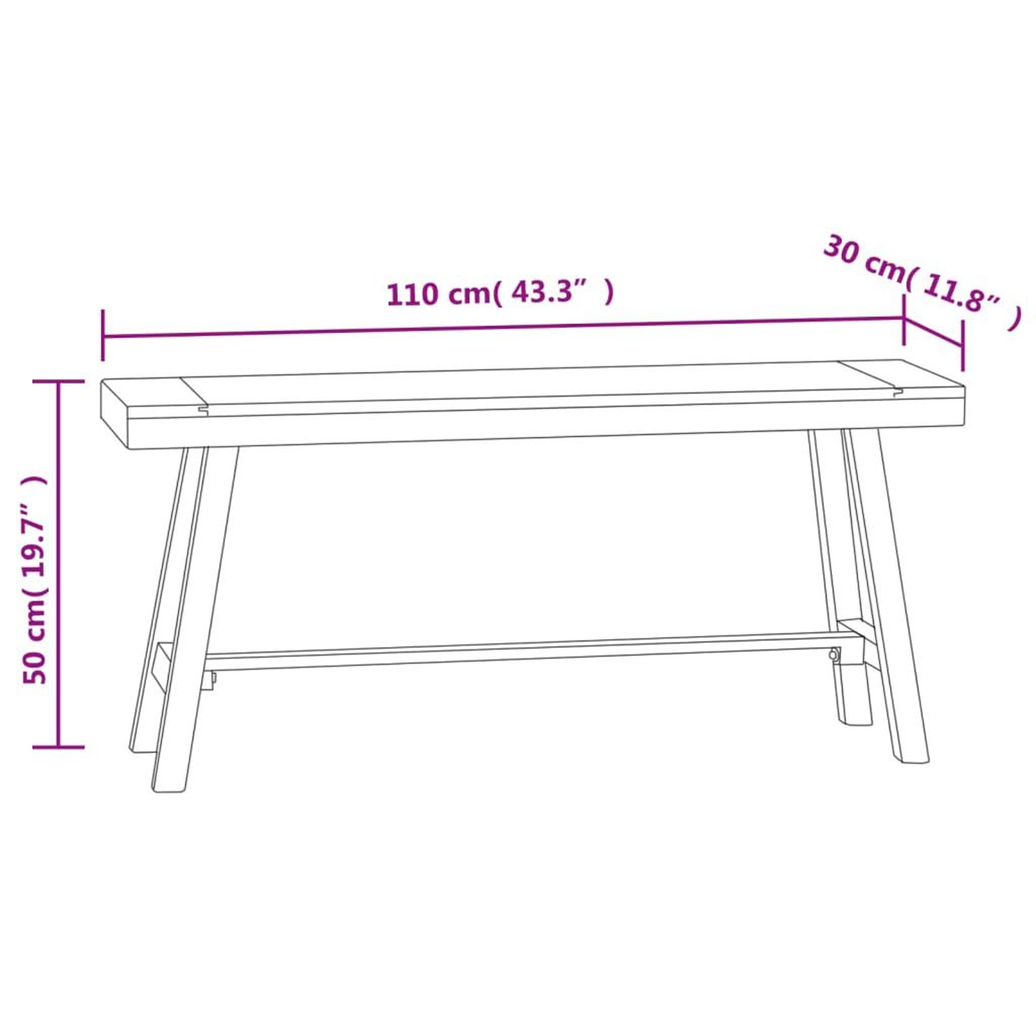 Voir la diapositive 6 : VIDAXL Banc 110 cm Bois massif de teck