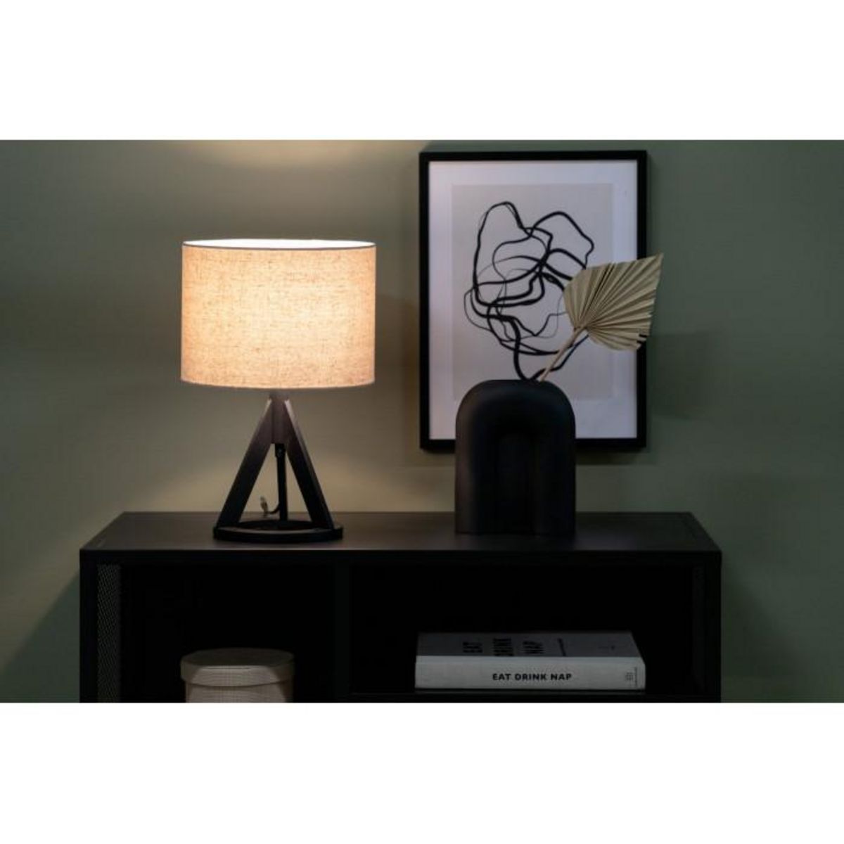 Paris Prix Lampe à Poser en Bois  Kona  51cm Noir