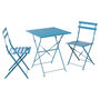 Voir la diapositive 2 : GARDENSTAR Table de jardin pliante - 2 places - Acier - Bleu azur