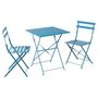 Voir la diapositive 2 : GARDENSTAR Table de jardin pliante - 2 places - Acier - Bleu azur