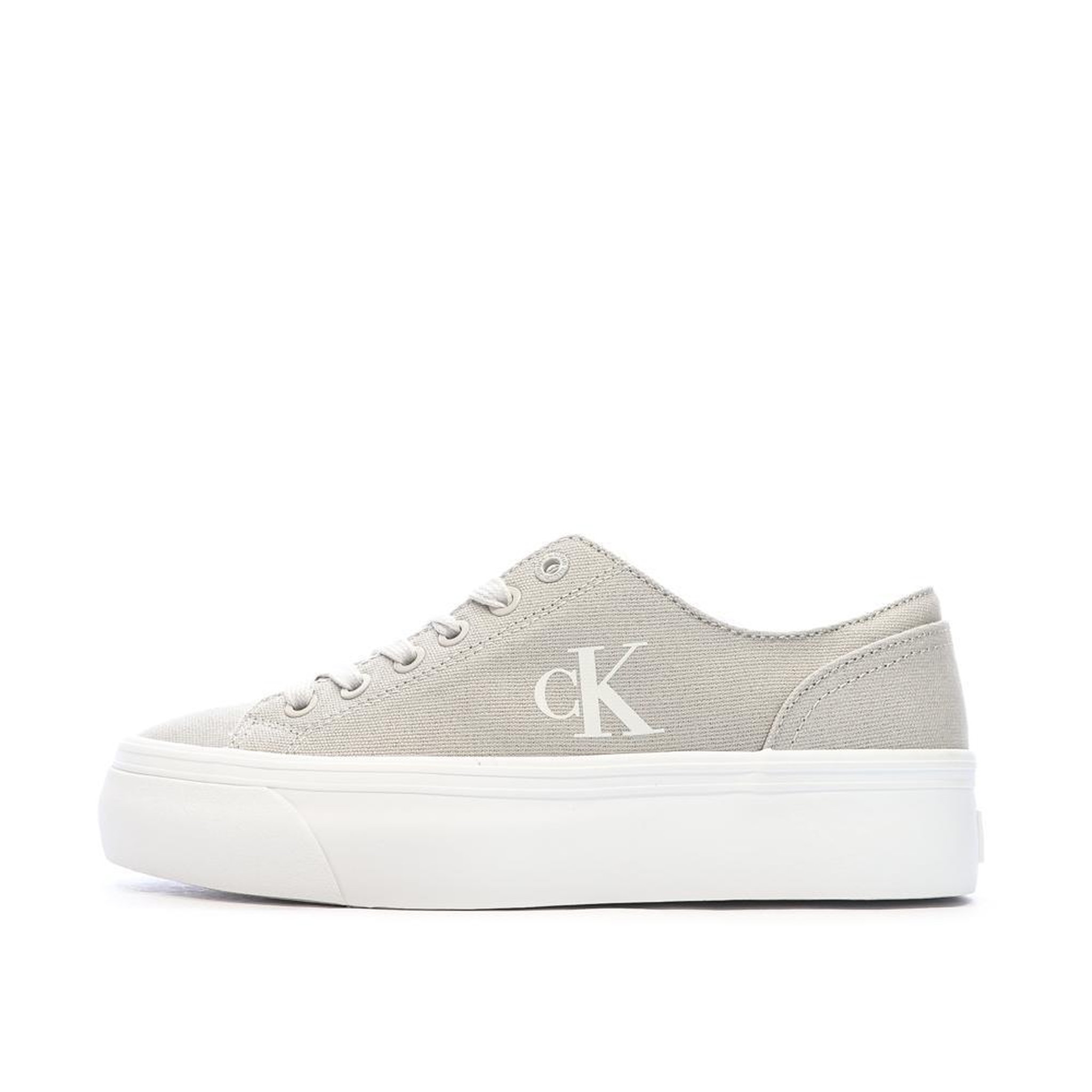 Voir la diapositive 1 : CALVIN KLEIN JEANS Baskets Beiges /Blanches Femme Calvin Klein Jeans Classic Cupsole Mg