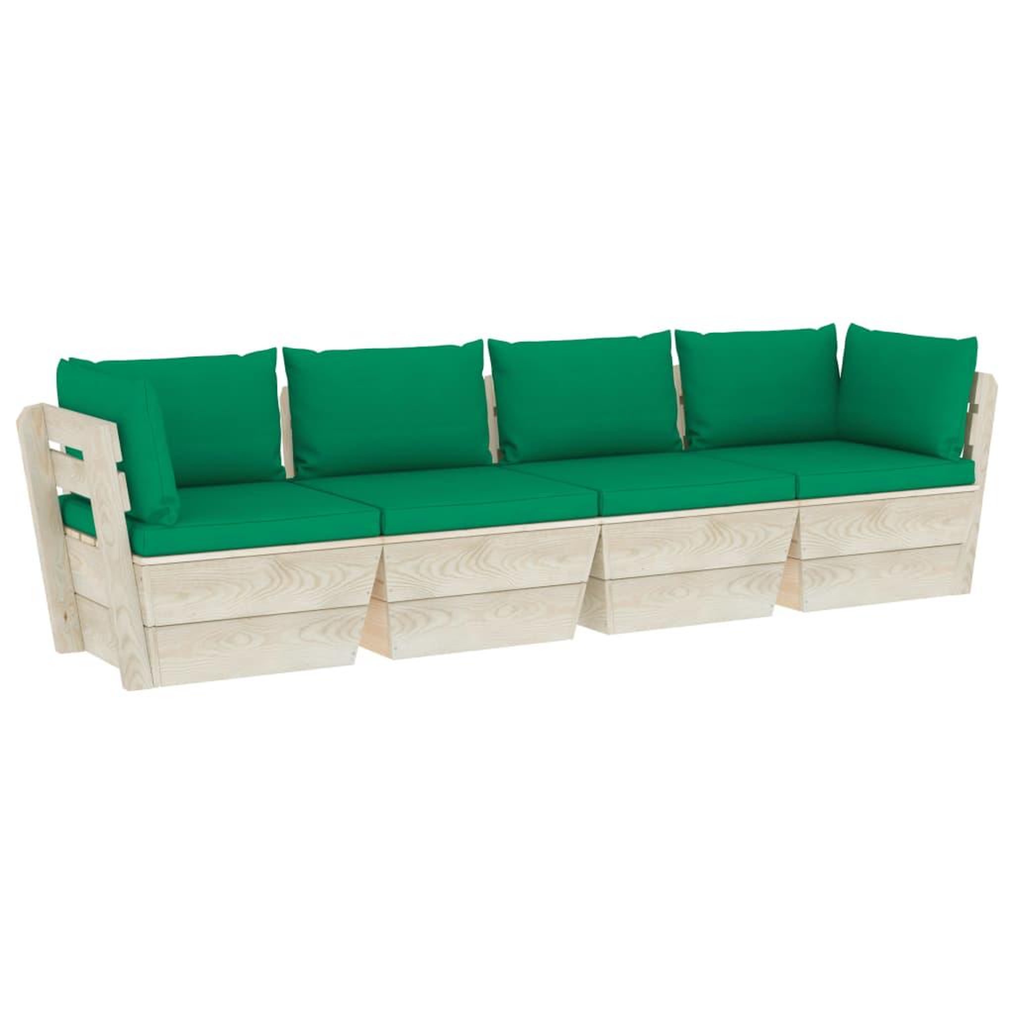 Voir la diapositive 2 : VIDAXL Canape palette a 4 places de jardin avec coussins Bois d'epicea