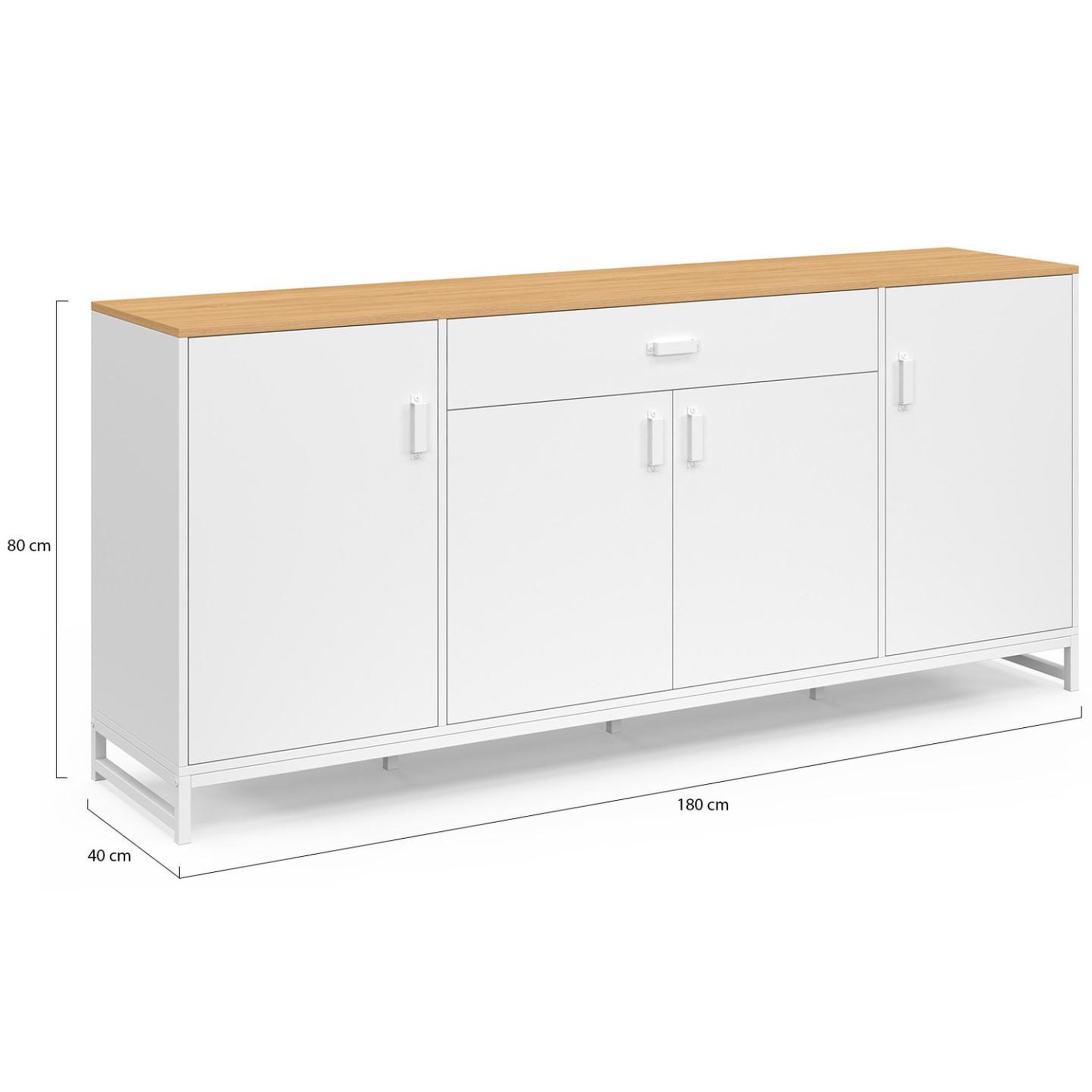 Voir la diapositive 5 : ID MARKET Buffet 180 cm washington xxl 4 portes et 1 tiroir bois et blanc
