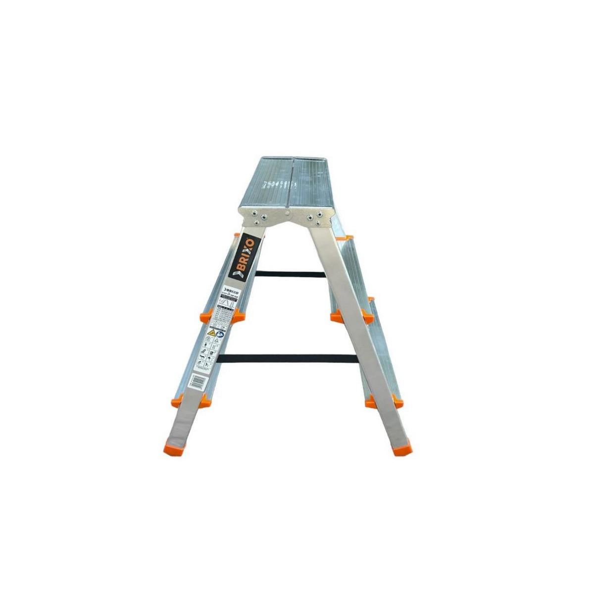 BRIXO Escabeau 3 marches Marche-pied Aluminium Charge 125 kg Pliable Pieds anti-dérapants BRIXO