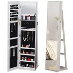 HOMCOM HOMCOM Armoire à bijoux avec miroir sur pied multi-rangements éclairage LED blanc dim. 38L x 38l x H157 cm