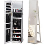 Voir la diapositive 1 : HOMCOM HOMCOM Armoire à bijoux avec miroir sur pied multi-rangements éclairage LED blanc dim. 38L x 38l x H157 cm