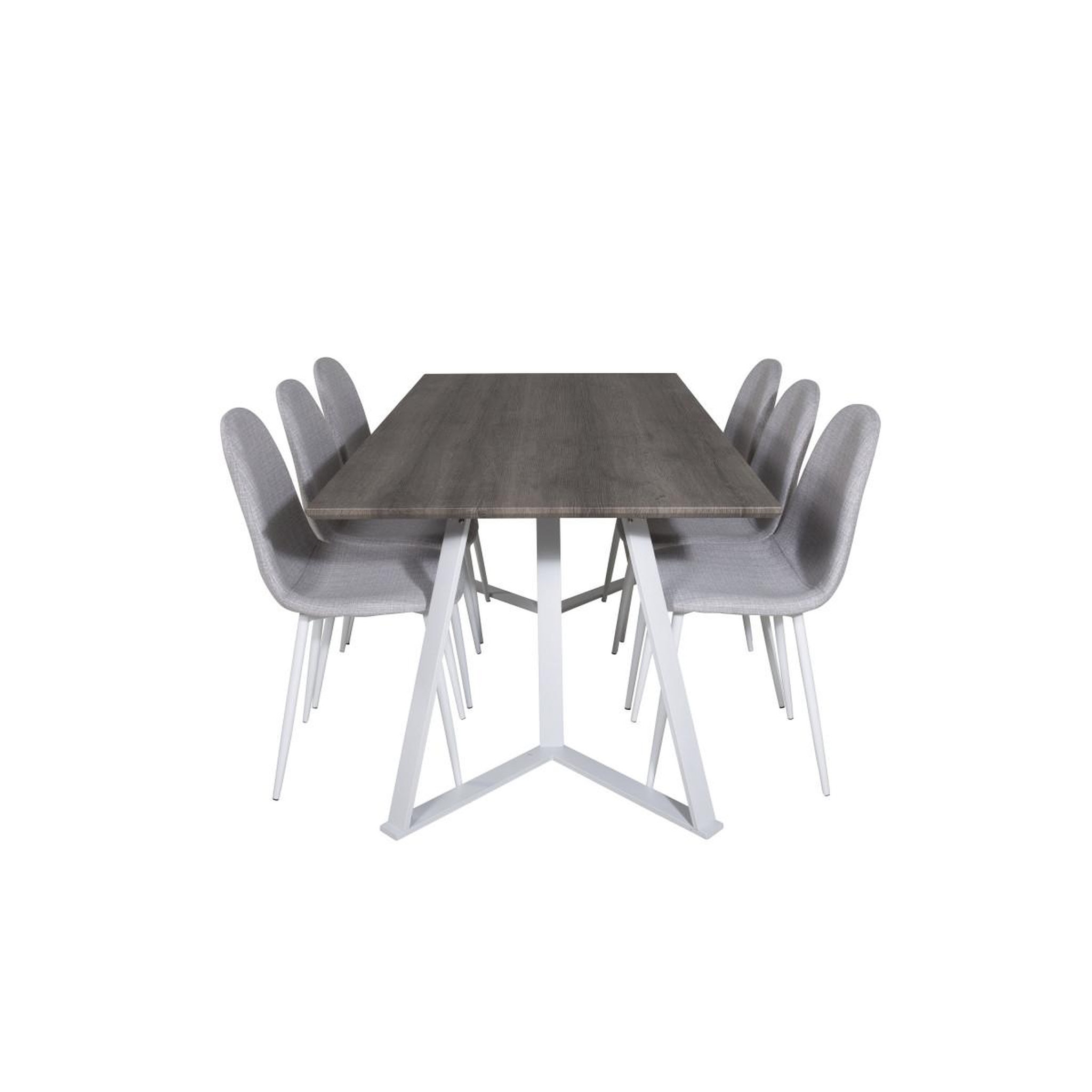 Voir la diapositive 2 : Paris Prix Ensemble table à manger & 6 chaises  marina & polar  180cm gris & gris clair