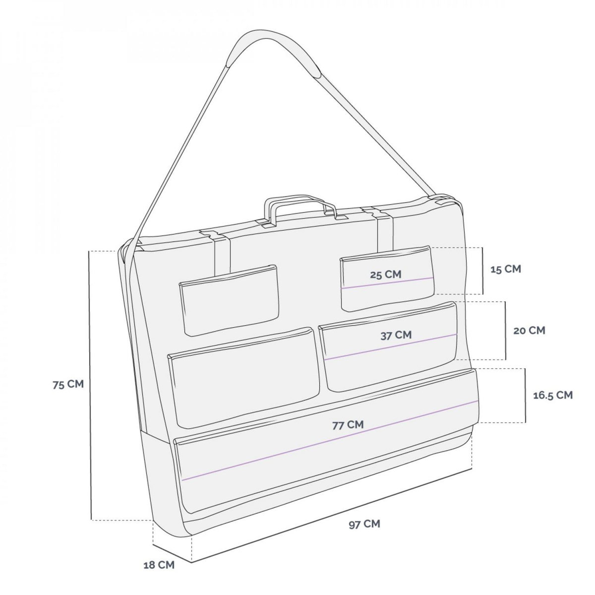 VIVEZEN Housse de transport pour table de massage avec rangements - Noir