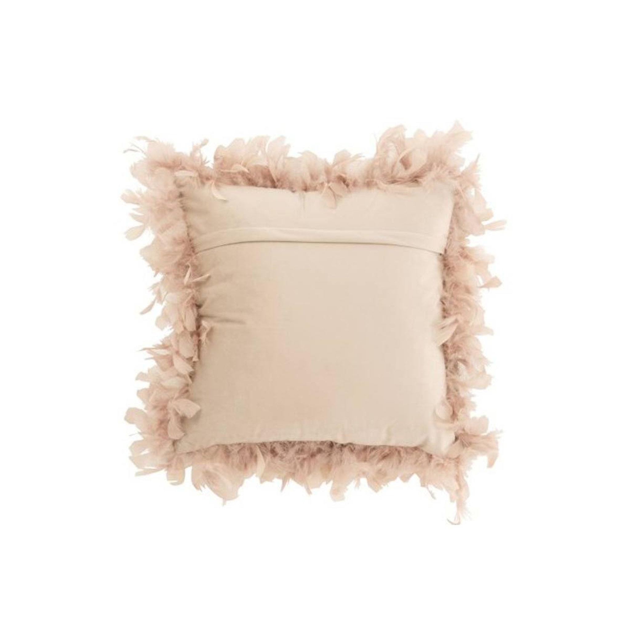 Voir la diapositive 2 : J-LINE Coussin déco  plumes  45cm rose poudré