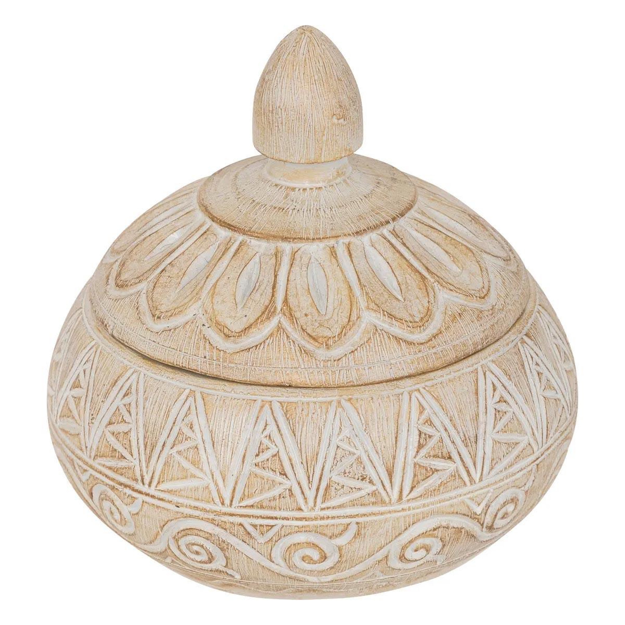 ATMOSPHERA Boîte déco en résine  oriental  15cm beige