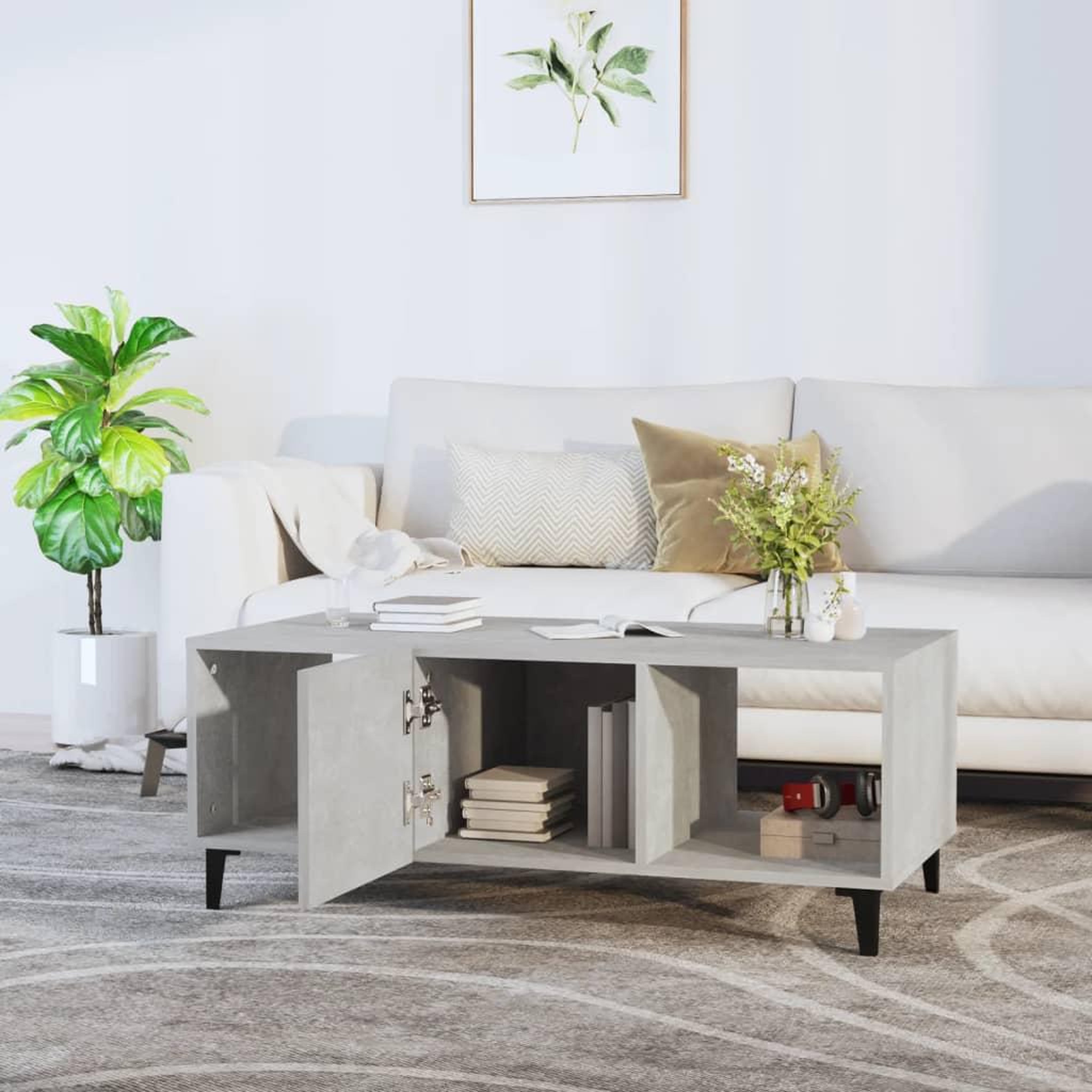 Voir la diapositive 3 : VIDAXL Table basse Gris beton 102x50x40 cm Bois d'ingenierie