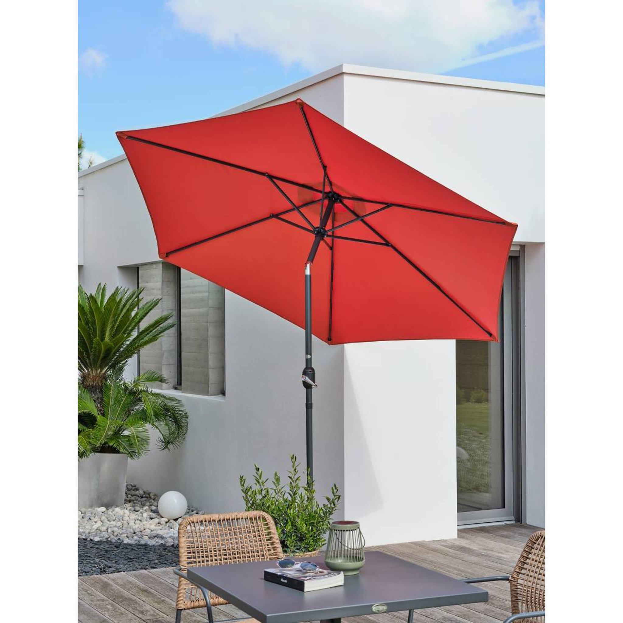 Voir la diapositive 4 : DCB GARDEN Parasol Inclinable à Manivelle  Marbella  270cm Terracotta