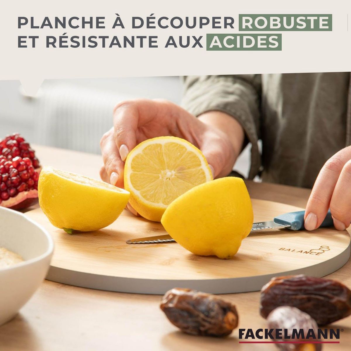 Fackelmann Planche à découper en bambou 24 x 24 cm Fackelmann Balance