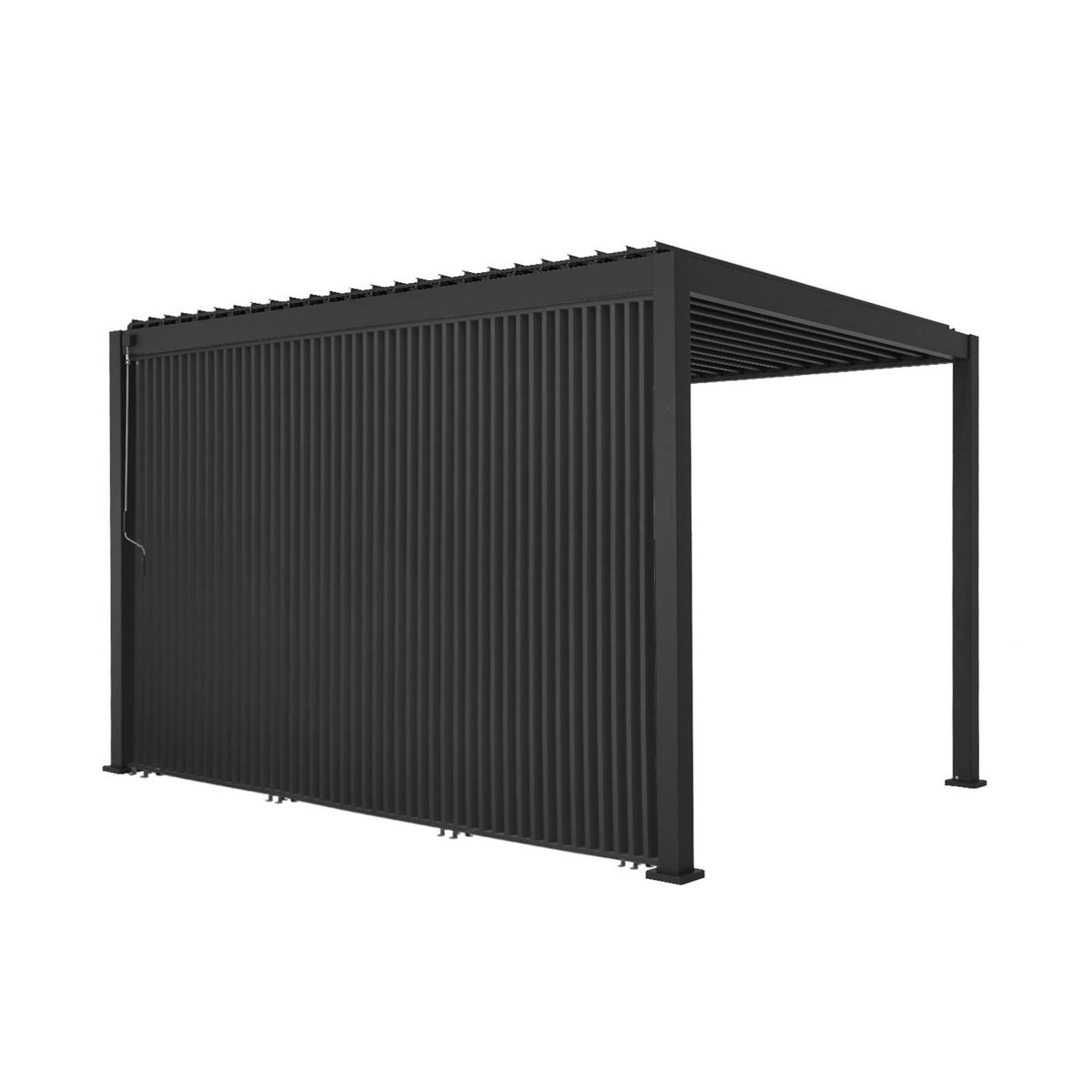 SWEEEK Pergola bioclimatique. aluminium. 3x4m. lames orientables + persienne verticale 130cm anthracite